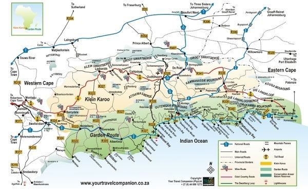 Garden Route & Klein Karoo map